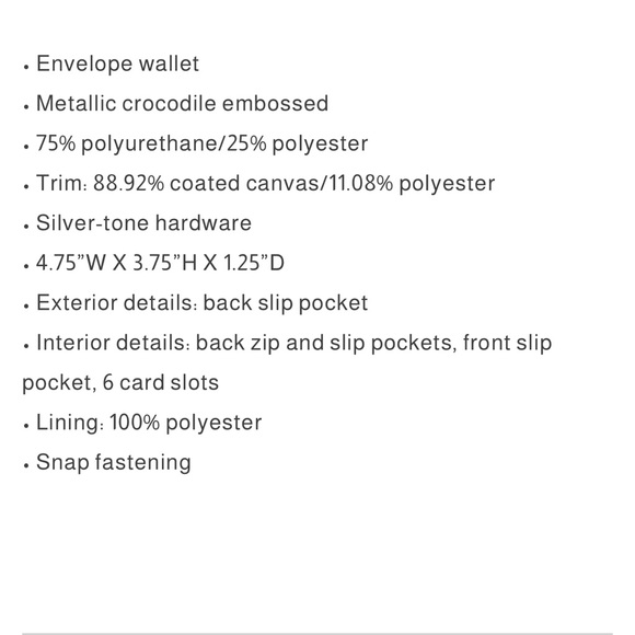 BNWT - Michael Kors Metallic Crocodile Embossed Tri-Fold Envelope Wallet - Picture 12 of 12